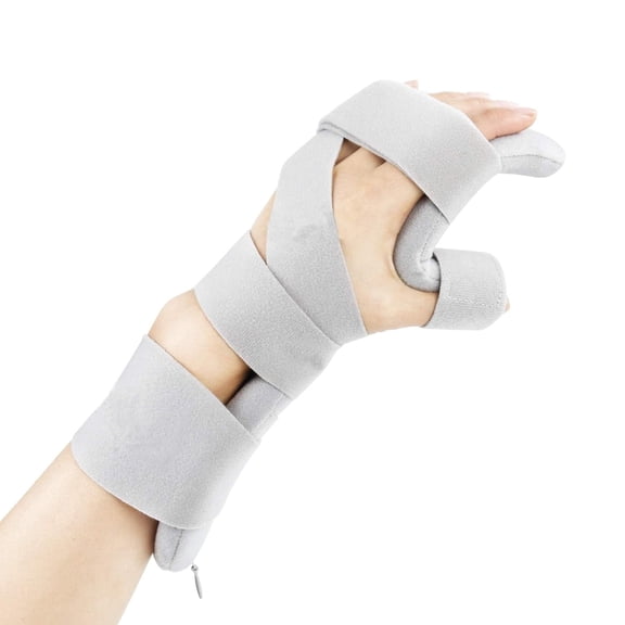 1Pcs Stroke Resting Hand Splint Right&Left Resting Hand Splint with Finger Separator Functional Night Immobilizer Wrist Finger Brace for Carpel Tunnel Pain,Sprain Fracture,Tendonitis Right,Gray