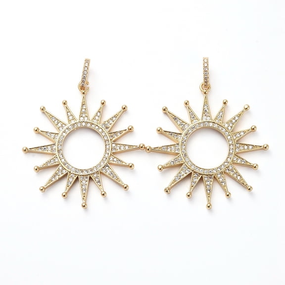 1Pcs Sun Pendants Brass Micro Pave Clear Cubic Zirconia Solar Eclipse Pendants Golden for Women Birthday Festival Elegant Gifts Personalized