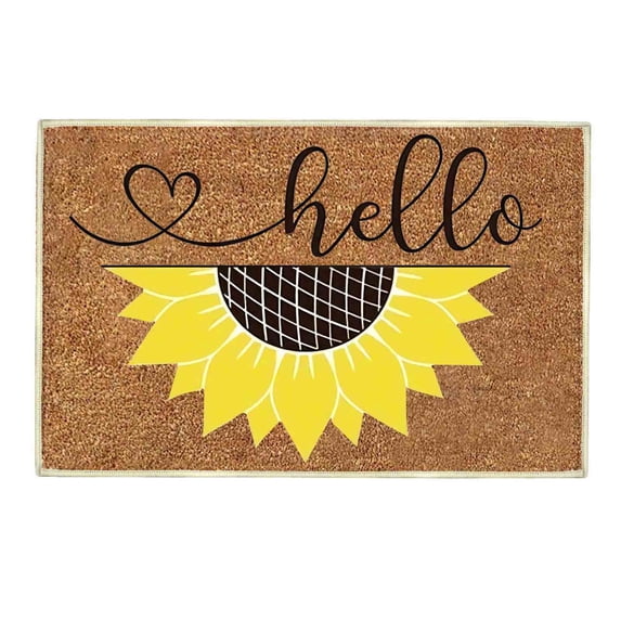1Pcs Sunflower Welcome Door Mat,Outdoor Rug Sunflower Door Mats,Summer Door Mat,Non Slip Floor Mat for Home Entrance,Bathroom Rugs,Outside Entry,Yard,Floor,16X24Inches,Strong Water Absorption,Brown