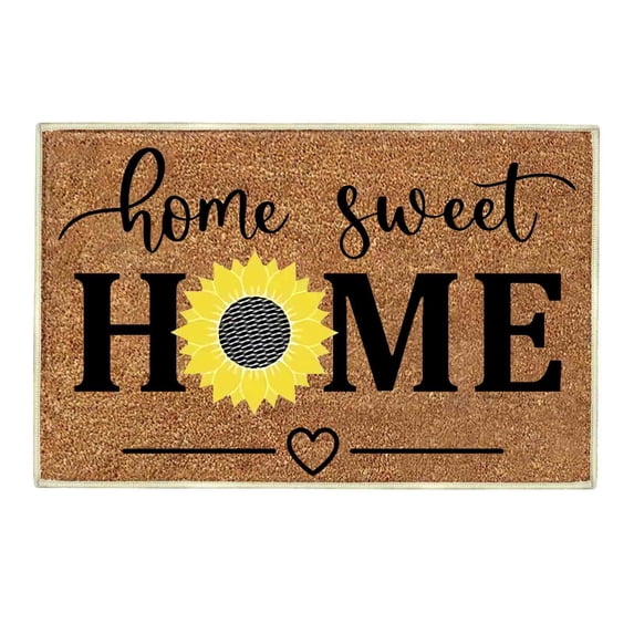1Pcs Sunflower Welcome Door Mat,Outdoor Rug Sunflower Door Mats,Summer Door Mat,Non Slip Floor Mat for Home Entrance,Bathroom Rugs,Outside Entry,Yard,Floor,16X24Inches,Strong Water Absorption,Brown