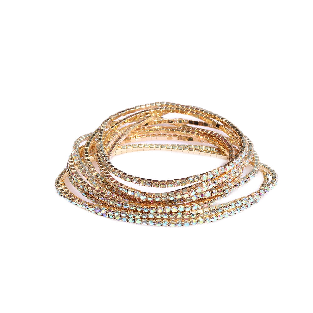 1Pcs Super Sparkling Cubic Zirconia Elastic Bracelet For Women