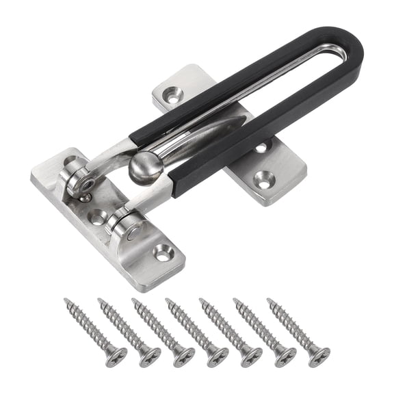 1Pcs Swing Bar Door Lock Leather Coated Safety Latches Security Door Buckle with Screws for Home Hotel Apartment, Gold