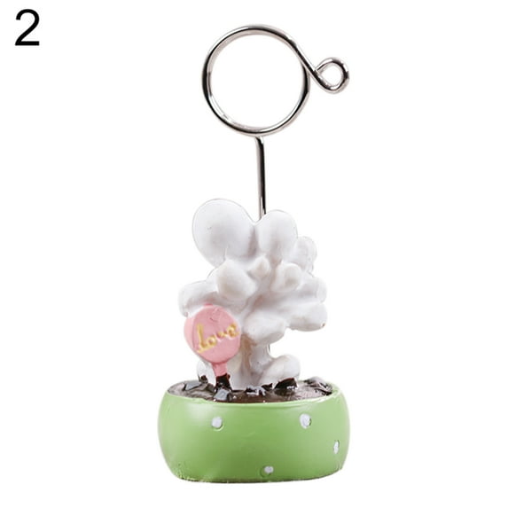 1Pcs Table Card Holder, Photo Notes Message Card Clip Holder Artificial Mini Cactus Bonsai Table Decor