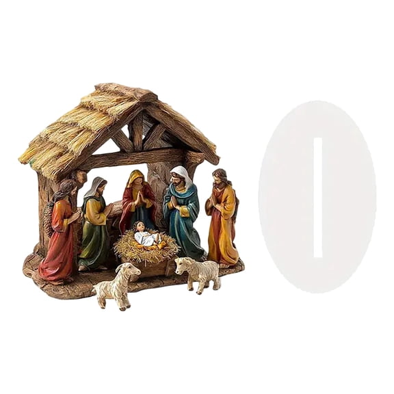 1Pcs Tabletop Art Painting Kit with Nativity Scene, 2D Acrylic Christmas Village Stand-Up Ornament Set, Crystal Craft Kit for Adults, Holiday Home Decor Gift 7.9x7.9 Inch