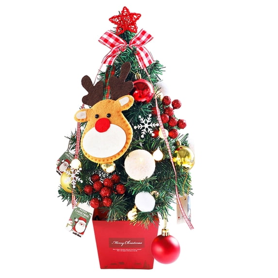 1Pcs Tabletop Christmas Tree with Bright LED Lights Home Decoration Accessories Stylish Holiday Present for Men Women