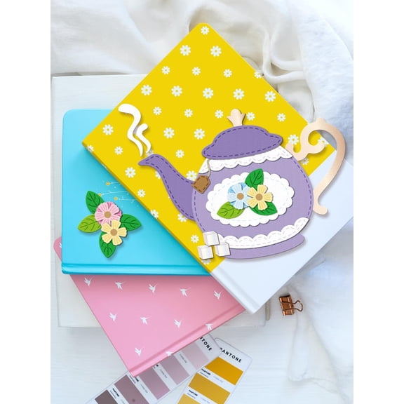 1Pcs Teapot Theme Carbon Steel Cutting Dies Stencils Tableware DIY Craft Template Stencil Flowers Metal Die Cuts