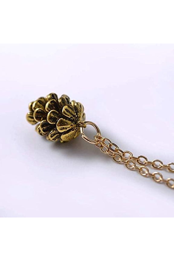 1Pcs Tibetan Style Alloy Pine Cone Pendant Necklaces for Women Pine Cone Pendant Necklace Antique Golden Chain Necklace