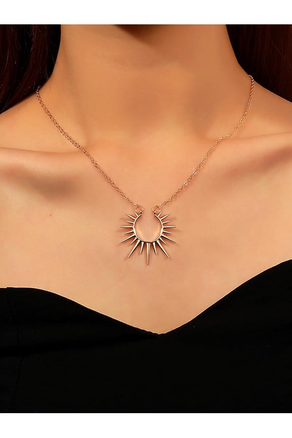 1Pcs Titanium Steel Sun Pendant Necklaces for Women Sun Pendants Decoration Light Gold Charm Necklace for Birthday Festival Elegant Gifts DIY Personalized Jewelry 18.90 inch(48cm)