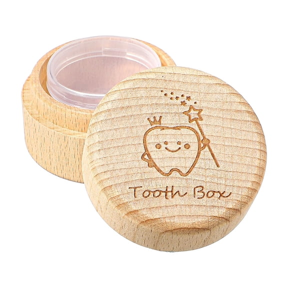 1Pcs Tooth Fairy Box, 3D Carved Wooden Tooth Keepsake Box Storage, Cute Toothes Boxes for Lost Teeth