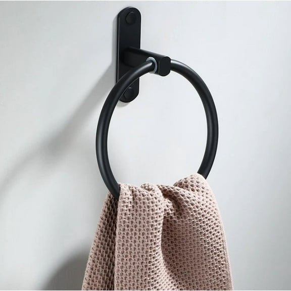 1Pcs Towel Holder Round Hand Towel Ring Matte Black Bathroom Towel Hanger Rack