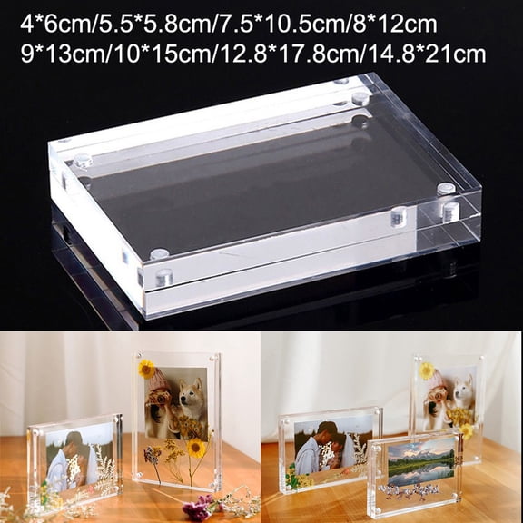 1Pcs Transparent Acrylic Photo Frame Magnetic Poster Display Stand Thick 8+8Mm 4X6Cm 5.5X8.2Cm 8X12Cm 9X13Cm 9X13Cm Smile Home