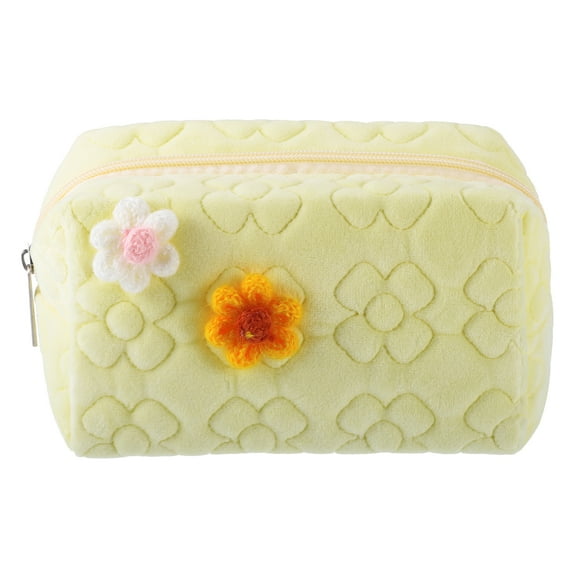 Unique Bargains 1Pcs Travel Makeup Bag Makeup Brush Holder Makeup Organizer Bag Cosmetics Storage Bag Cloth Yellow