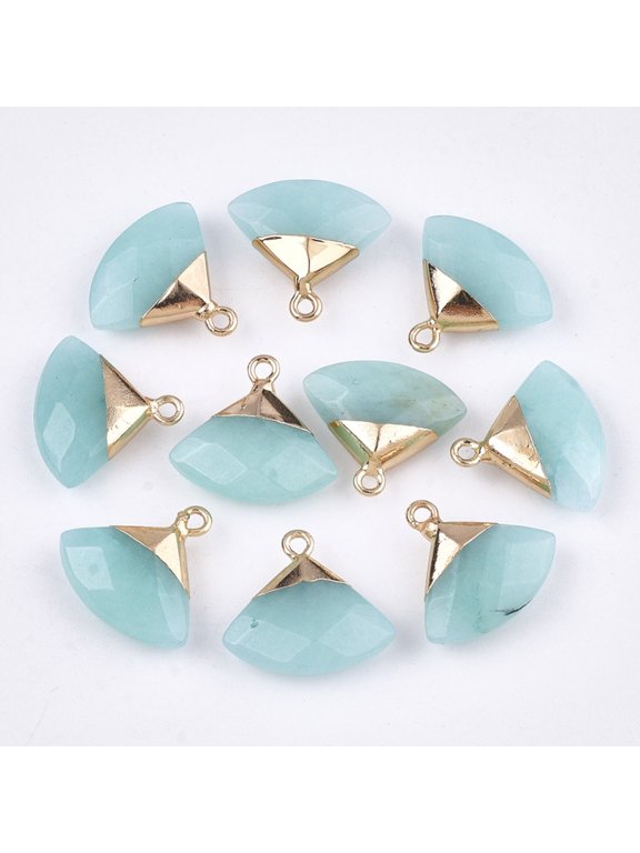 1Pcs Triangle Electroplate White Jade Pendants Faceted Dyed Pendant Ornament Golden Triangle Stone Charms