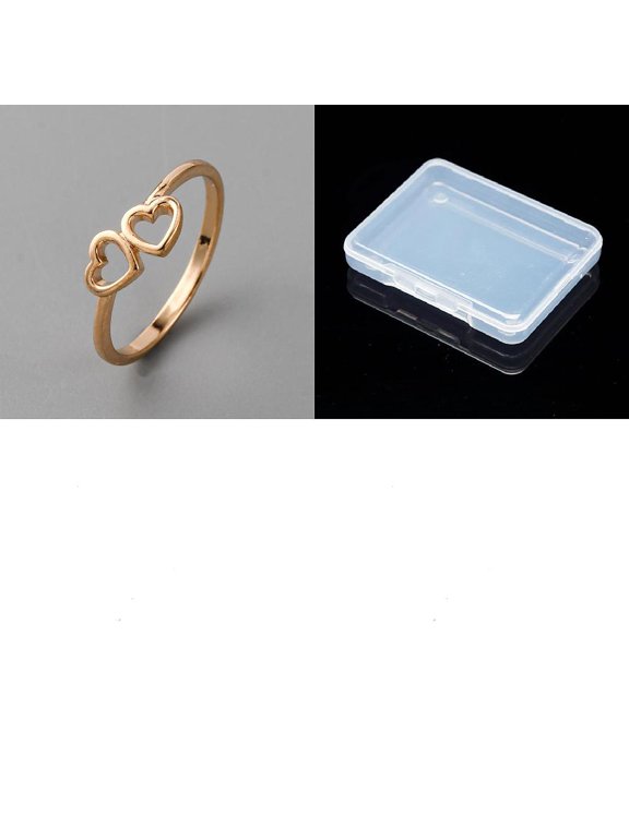 1Pcs Two Heart Brass Finger Rings Double Heart Hollow Out Rings for Women Birthday Personalized Jewelry 1.5~6.5mm Gold