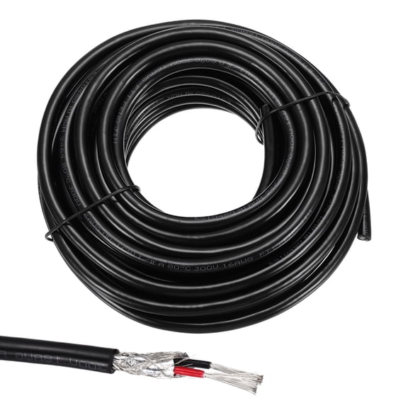 1Pcs UL2464 Shielded Cable 16AWG 9.14m(30 Ft) 300V 2 Conductor Electrical CNC Wire with Double-Layer Shielding