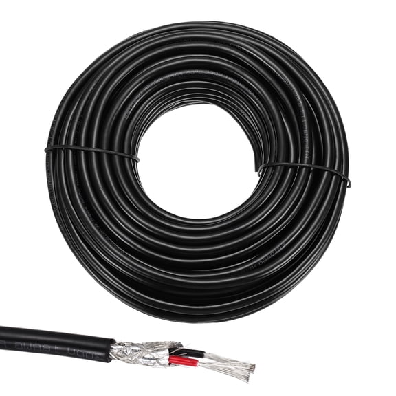 1Pcs UL2464 Shielded Cable 18AWG 15.24m(50 Ft) 300V 2 Conductor Electrical CNC Wire with Double-Layer Shielding