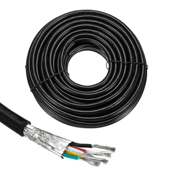 1Pcs UL2464 Shielded Cable 18AWG 15.24m(50 Ft) 300V 5 Conductor Electrical CNC Wire with Double-Layer Shielding
