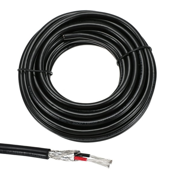 1Pcs UL2464 Shielded Cable 18AWG 5.5m(18 Ft) 300V 2 Conductor Electrical CNC Wire with Double-Layer Shielding