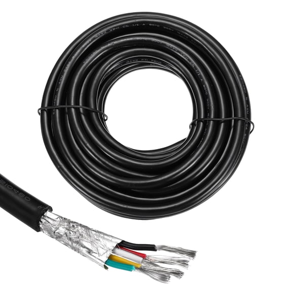 1Pcs UL2464 Shielded Cable 18AWG 7.6m(25 Ft) 300V 5 Conductor Electrical CNC Wire with Double-Layer Shielding