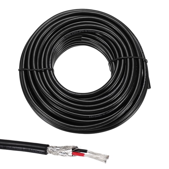 1Pcs UL2464 Shielded Cable 20AWG 15.24m(50 Ft) 300V 2 Conductor Electrical CNC Wire with Double-Layer Shielding
