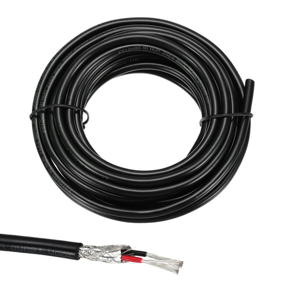 1Pcs UL2464 Shielded Cable 20AWG 5.5m(18 Ft) 300V 2 Conductor Electrical CNC Wire with Double-Layer Shielding