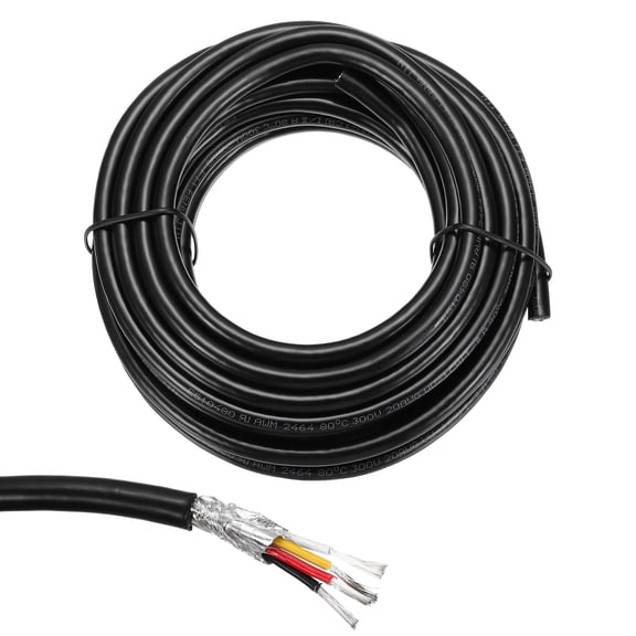 1Pcs UL2464 Shielded Cable 20AWG 5.5m(18 Ft) 300V 4 Conductor Electrical CNC Wire with Double-Layer Shielding
