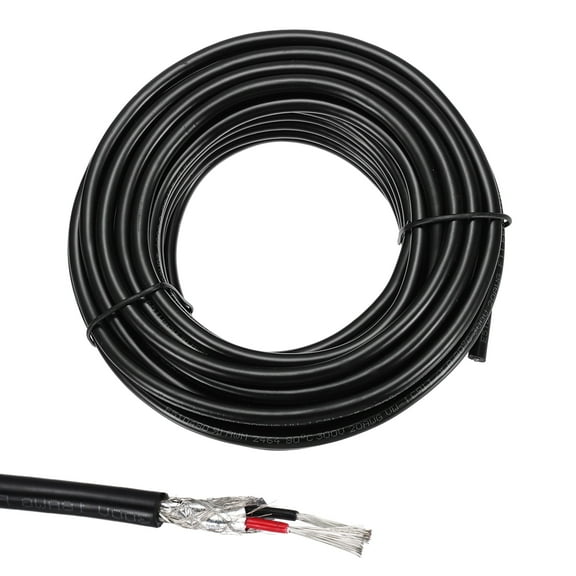 1Pcs UL2464 Shielded Cable 20AWG 9.14m(30 Ft) 300V 2 Conductor Electrical CNC Wire with Double-Layer Shielding