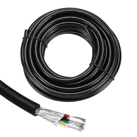 1Pcs UL2464 Shielded Cable 22AWG 5.5m(18 Ft) 300V 6 Conductor Electrical CNC Wire with Double-Layer Shielding