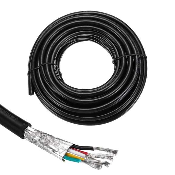 1Pcs UL2464 Shielded Cable 22AWG 7.6m(25 Ft) 300V 5 Conductor Electrical CNC Wire with Double-Layer Shielding