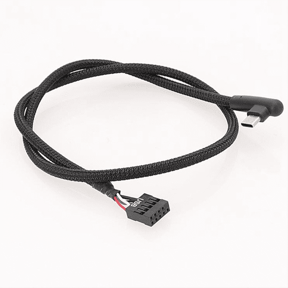 1Pcs USB 9Pin to Type C Cable for Computer Motherboard Anti Shielding Mesh Line Enhances Stability and Speed 60CM