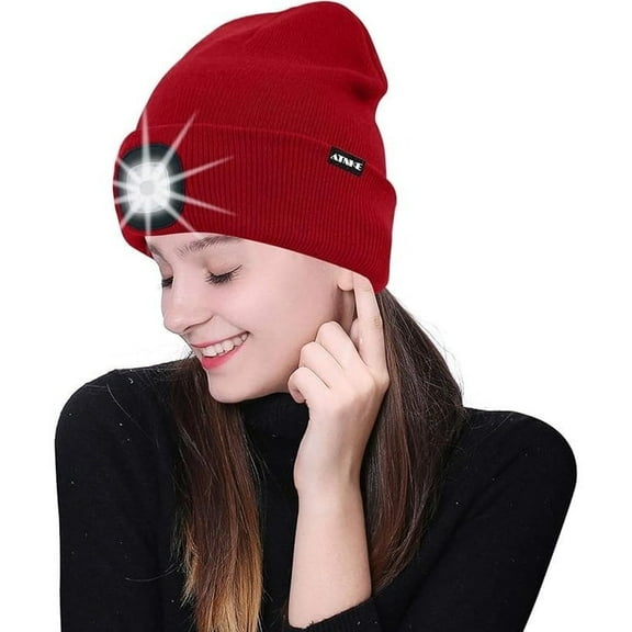 1Pcs Unisex Knit Hat with LED Light for Night Outdoor Adventures, Stylish Winter Beanie Ideal for Hiking, Camping, Fishing, Hunting, Jogging, Hands Free Lighting and Superior Cold Weather Comfort