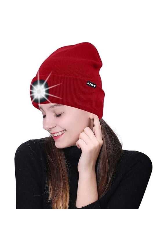 1Pcs Unisex Knit Hat with LED Light for Night Outdoor Adventures, Stylish Winter Beanie Ideal for Hiking, Camping, Fishing, Hunting, Jogging, Hands Free Lighting and Superior Cold Weather Comfort