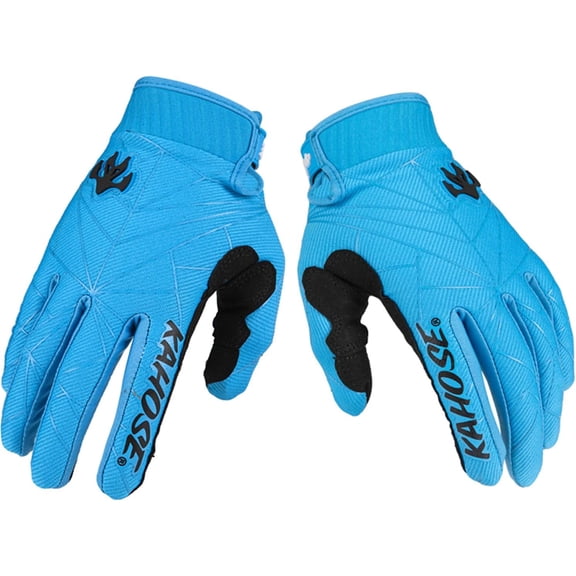 1Pcs Unisex Spring/Fall Motorcycle Gloves Finger Pads Design Breathable Riding Gloves Suitable for Mountain Bikes/Off-Road Motorcycles/Dirt Bikes 【 Blue Spider Web 】 Small