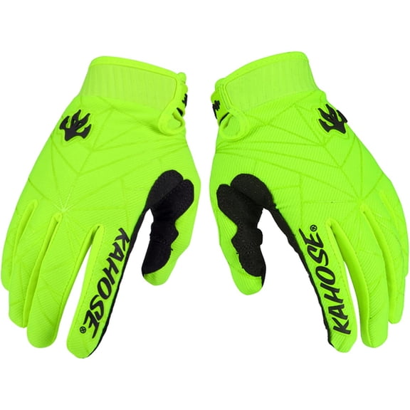1Pcs Unisex Spring/Fall Motorcycle Gloves Finger Pads Design Breathable Riding Gloves Suitable for Mountain Bikes/Off-Road Motorcycles/Dirt Bikes 【 Fluorescent Green Spider Web 】Small