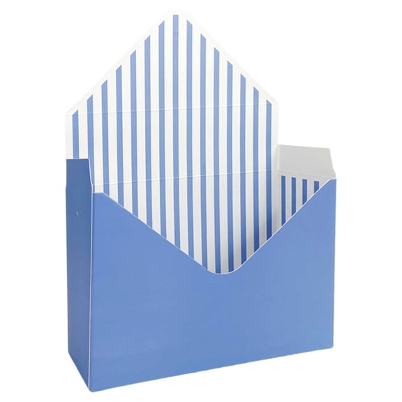 1Pcs Valentine's Day Floral Envelope Box,Empty Flower Stripe Paper Box,Florist Bouquet Gift Packaging Box for Valentine's Day,Mother's Day Wedding Birthday Party Arrangements(Blue)