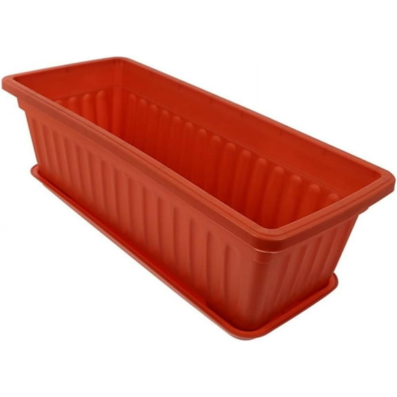 QZS 1 Pack Vegetable Planters Box,17.3x7.5x5.5In Rectangular Plant Pot for Indoor,Durable Red Plastic Window Box for Indoor,Outdoor,Patio,Yard