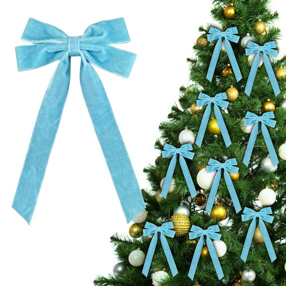 1Pcs Velvet Christmas Tree Bows Christmas Bows Velvet Ribbon Bows for Door Garland Decor Vintage Wreath Bow (5 x 8.6 inch)