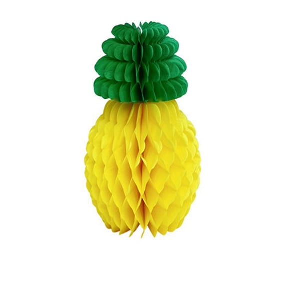 1Pcs Vibrant Tissue Paper Pineapple Lantern Decor, Honeycomb Party Decoration for Tropical Hawaiian Theme, Hanging Pineapple Centerpiece for Summer Wedding Party, 12In (Yellow2)