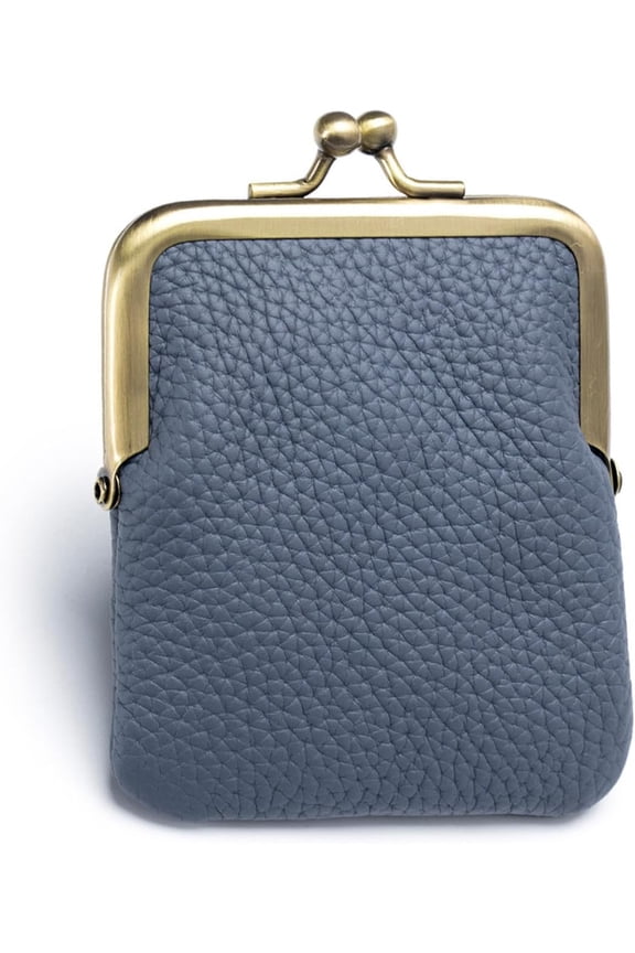 1Pcs Vintage Coin Purse Kissing Lock Wallet Coin Organizer Buckle Kissing Lock Coin Purse Leather Coin Clip for Men & Women (Black)