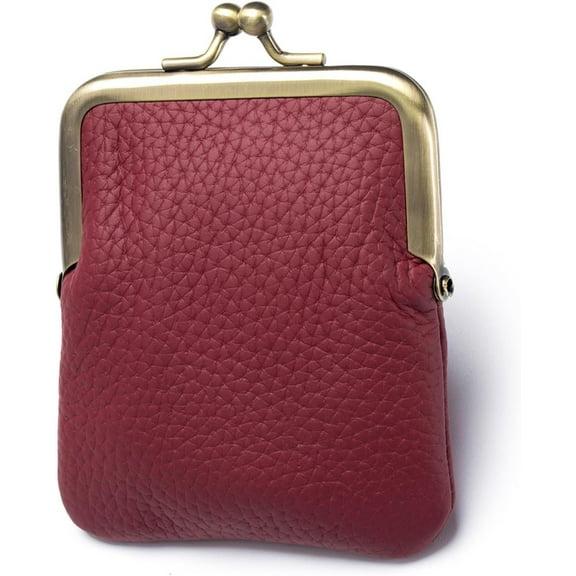 1Pcs Vintage Coin Purse Kissing Lock Wallet Coin Organizer Buckle Kissing Lock Coin Purse Leather Coin Clip for Men & Women (Black)