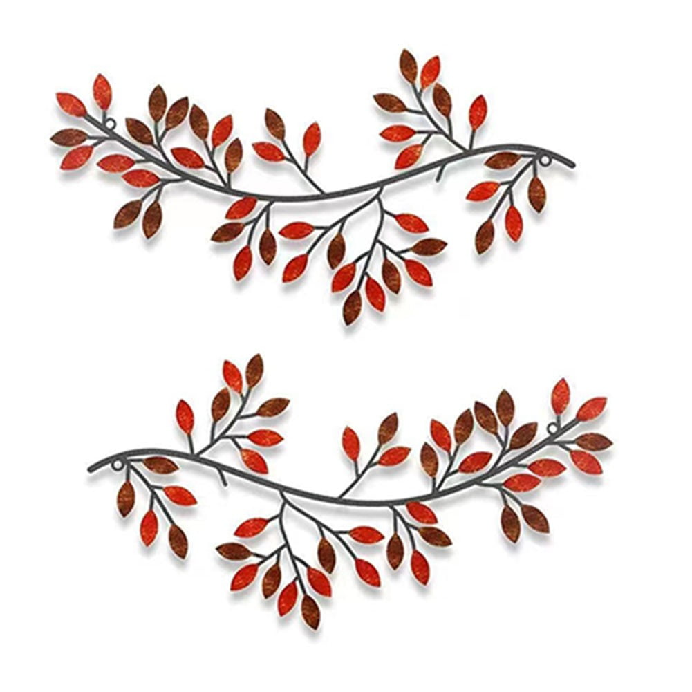 1Pcs Wall Art Leaf Vine Olive Branch Hanging Decor Iron Art 30*16Cm Red