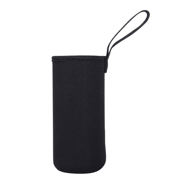 1Pcs Water Bottle Sleeve,500ml Insulated Water Glass Bottles Carrier,Bag Collapsible Drink Bottle Sleeve Cover,Bottle Holder with Handle,Non-slip Thick cloth Sleeves,2.67''x7.48''(Black)