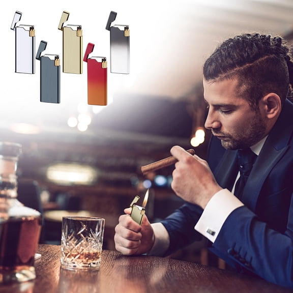 1Pcs Windproof Lighter, Yannianjz Windproof Lighter, Refillable Butane Jet Flame Torch, Adjustable Temperature Metal Lighter for Candle Camping BBQ, Rechargeable USB Lighter with Safety Lock