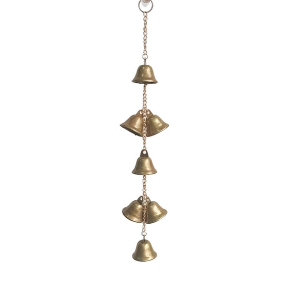1Pcs Witch Bells for Door Knob, Brass Iron Wind Chimes Vintage Witchcraft Supplies, Clear Negative Energy Home Decor Ornament for Boho Room Spiritual Apartment Entryway 15 Inch Khaki
