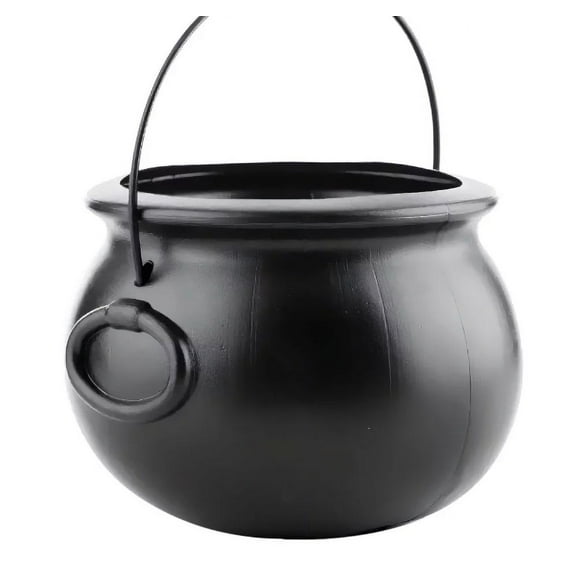 1Pcs Witch Cauldron Bucket, Portable Plastic Candy Pail with Metal Handle, Trick Or Treat Candy Holder for Party Favors, Table Decor, Holiday Party Supplies & Themed Decorations