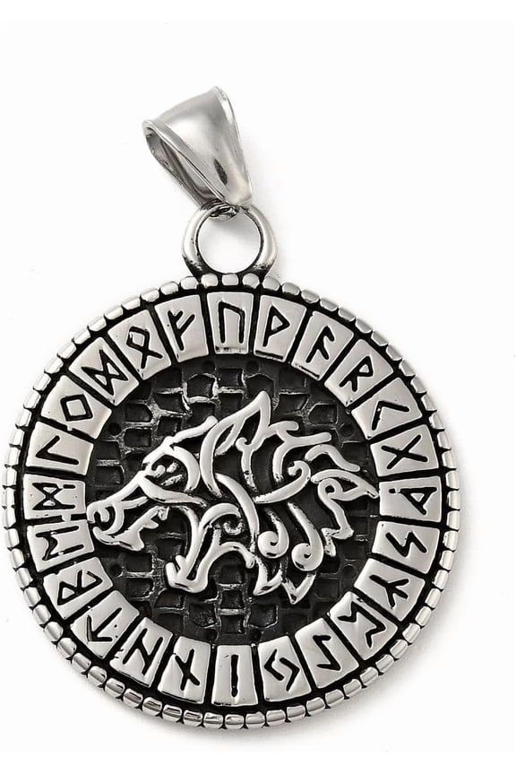 1Pcs Wolf Pendant 304 Stainless Steel Pendants Silver for Women Birthday Festival Elegant Gifts Personalized Jewelry 41.5x35x3mm Hole: 7.5x4mm diy