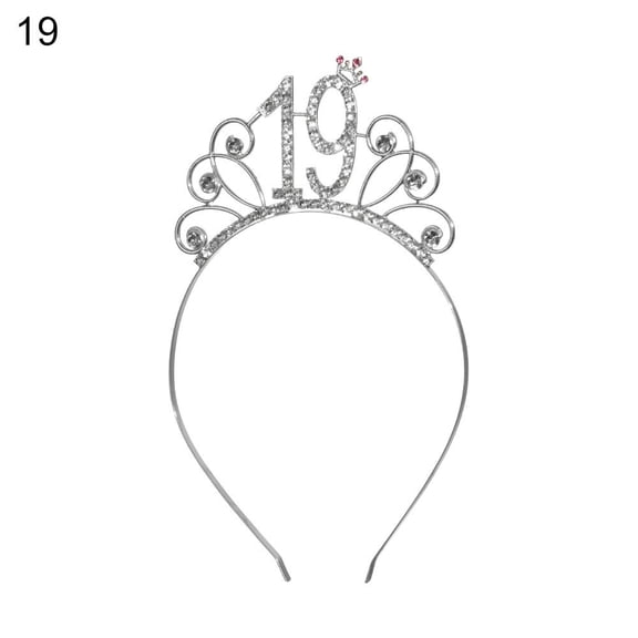 1Pcs Women Girls Headwear Silver Happy Birthday Crystal Crown Tiara Birthday Party Decoration Diadem Hair Jewelry Birthday Crown Headband 19