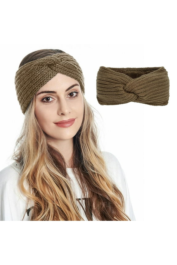 1Pcs Women's Winter Warm Headband Fuzzy Fleece Lined Thick Knitted Ear Muffs Fashion Criss Cross Knotted Ear Warmers