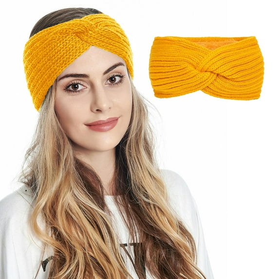 1Pcs Women's Winter Warm Headband Fuzzy Fleece Lined Thick Knitted Ear Muffs Fashion Criss Cross Knotted Ear Warmers