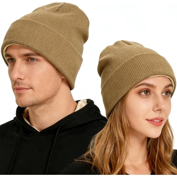 1Pcs Womens Satin Lined Beanie Hat Silk Lined Winter Warm Knit Hats Beanies for Women & Men Soft Slouchy Beanie Skull Cap